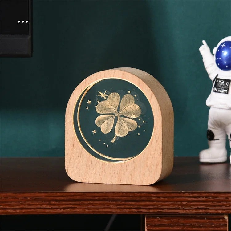 Bluejw 3D Crystal Ball Night Light - LED Night Lamp with Wood Base, USB Plug-in, Bedroom Decor, Birthday Gifts for Kids/Couples - Image 2